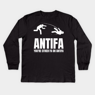 Antifa - You're Either Fa or Antifa Kids Long Sleeve T-Shirt